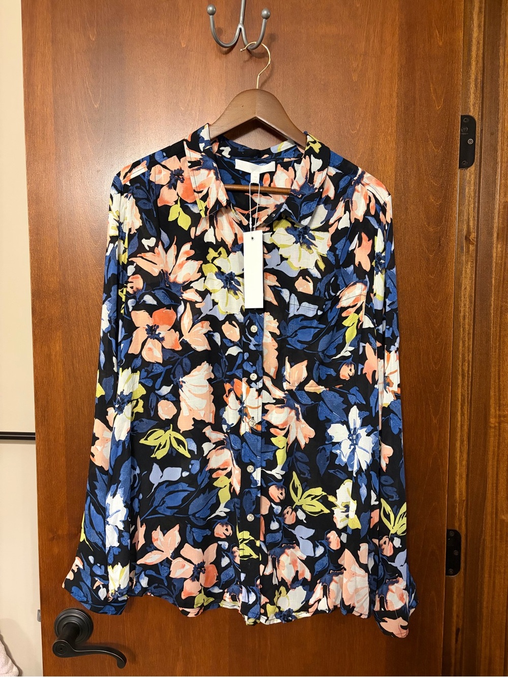 Adyson Parker Floral Long Sleeve Button-Front Women's Blouse - Black Multi